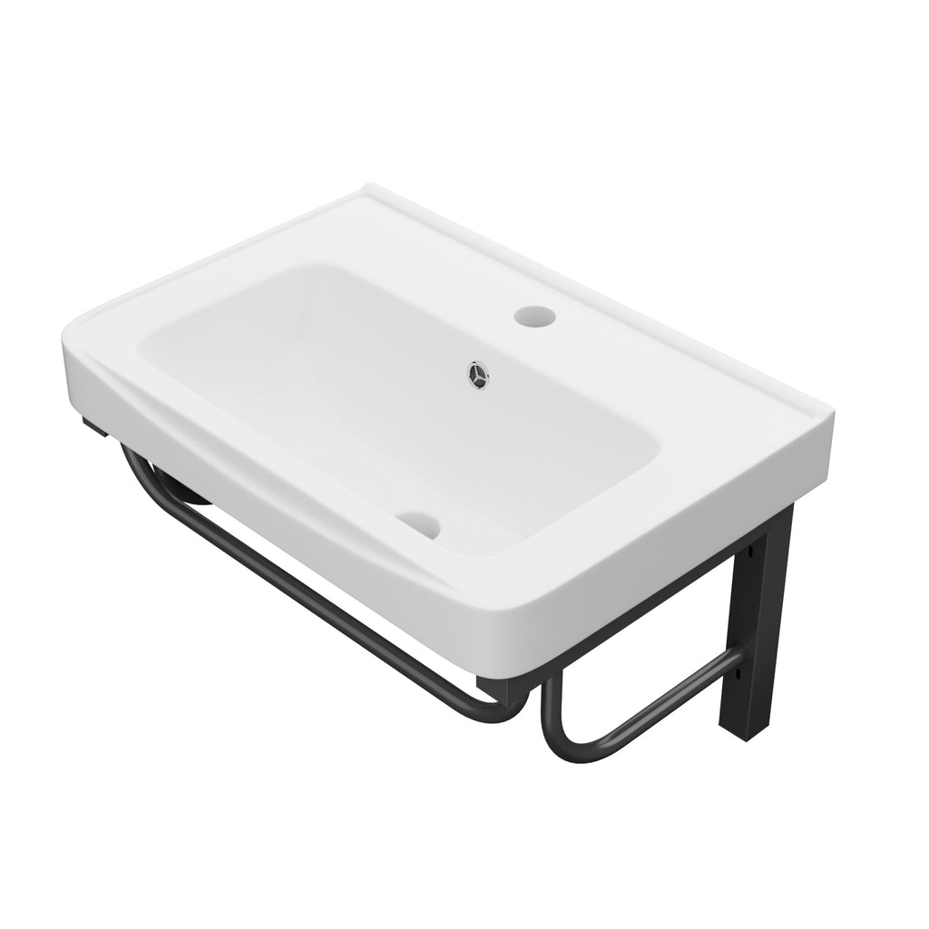 Wall-Mounted Rectangular Ceramic Bathroom Sink