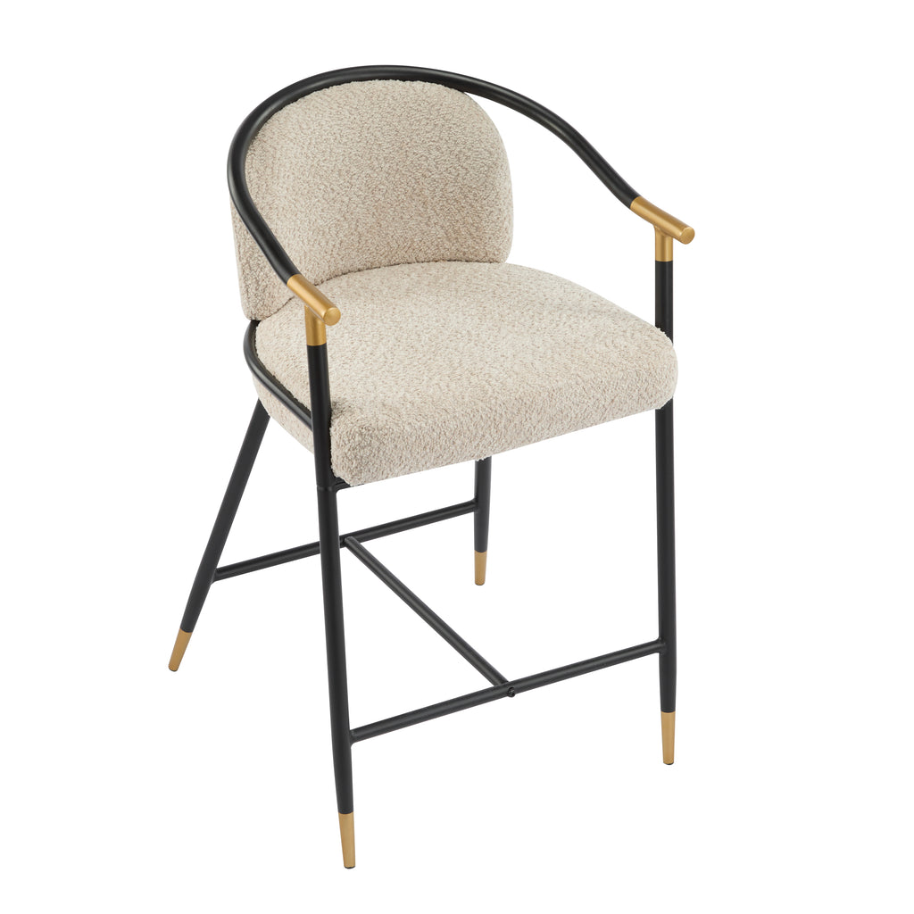 26" H Upholstered Counter Stool Set of 2 - Almond
