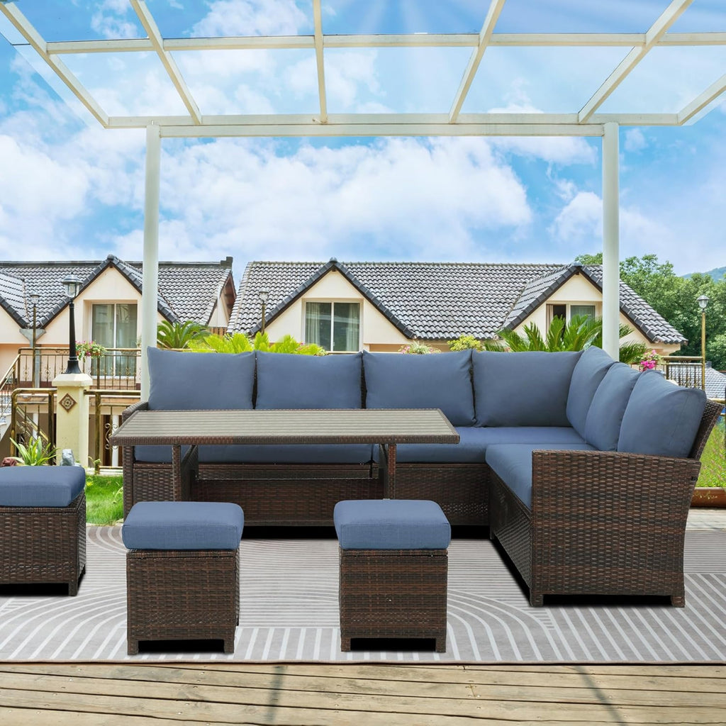 7 Piece Wicker Patio Dining Set