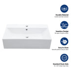 24" x 16.75" Bathroom Ceramic Console Sink with Overflow
