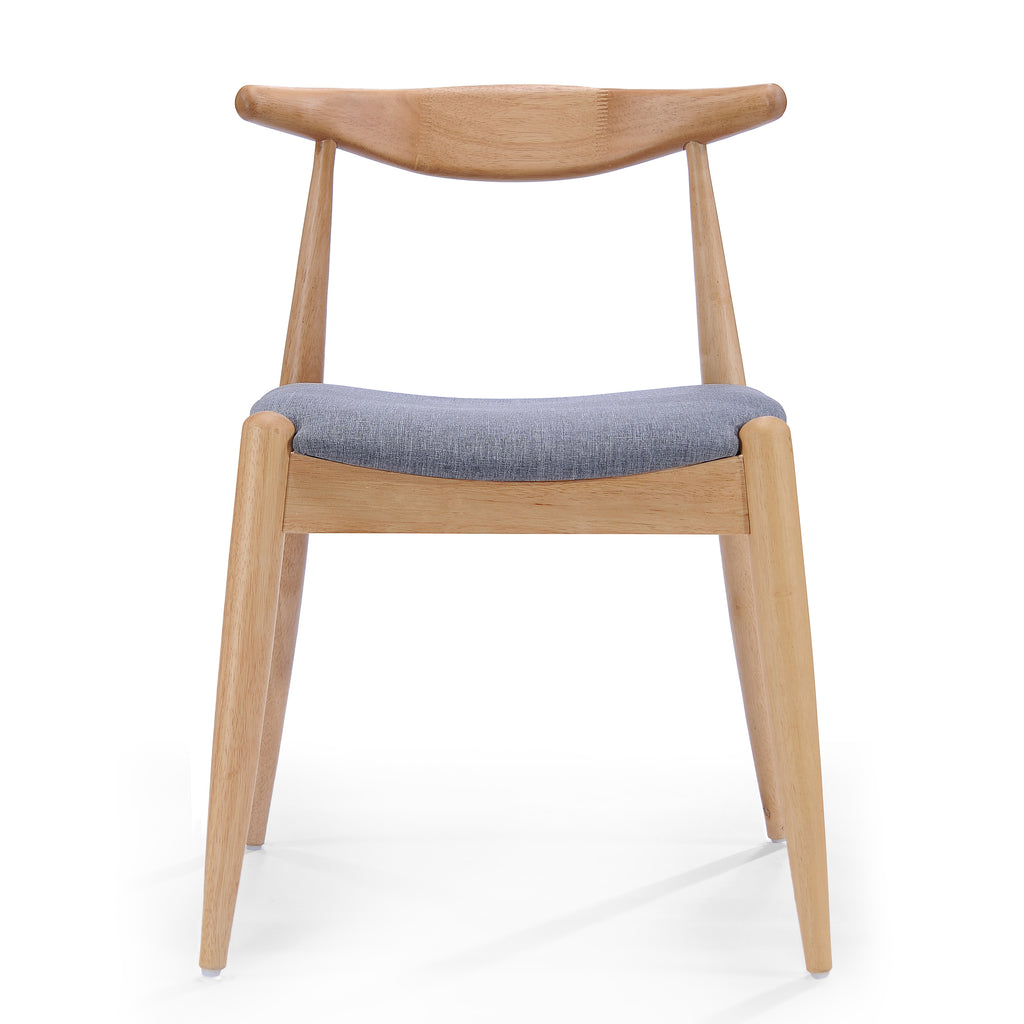 Set of 2 Rubberwood Dining Chairs with Ergonomic Backrest