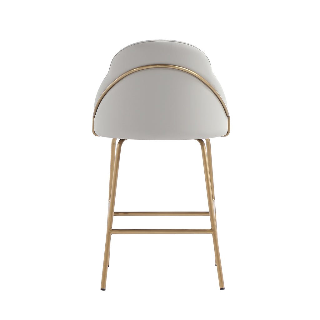 Gracie Metal Upholstered Counter Stool in Stone