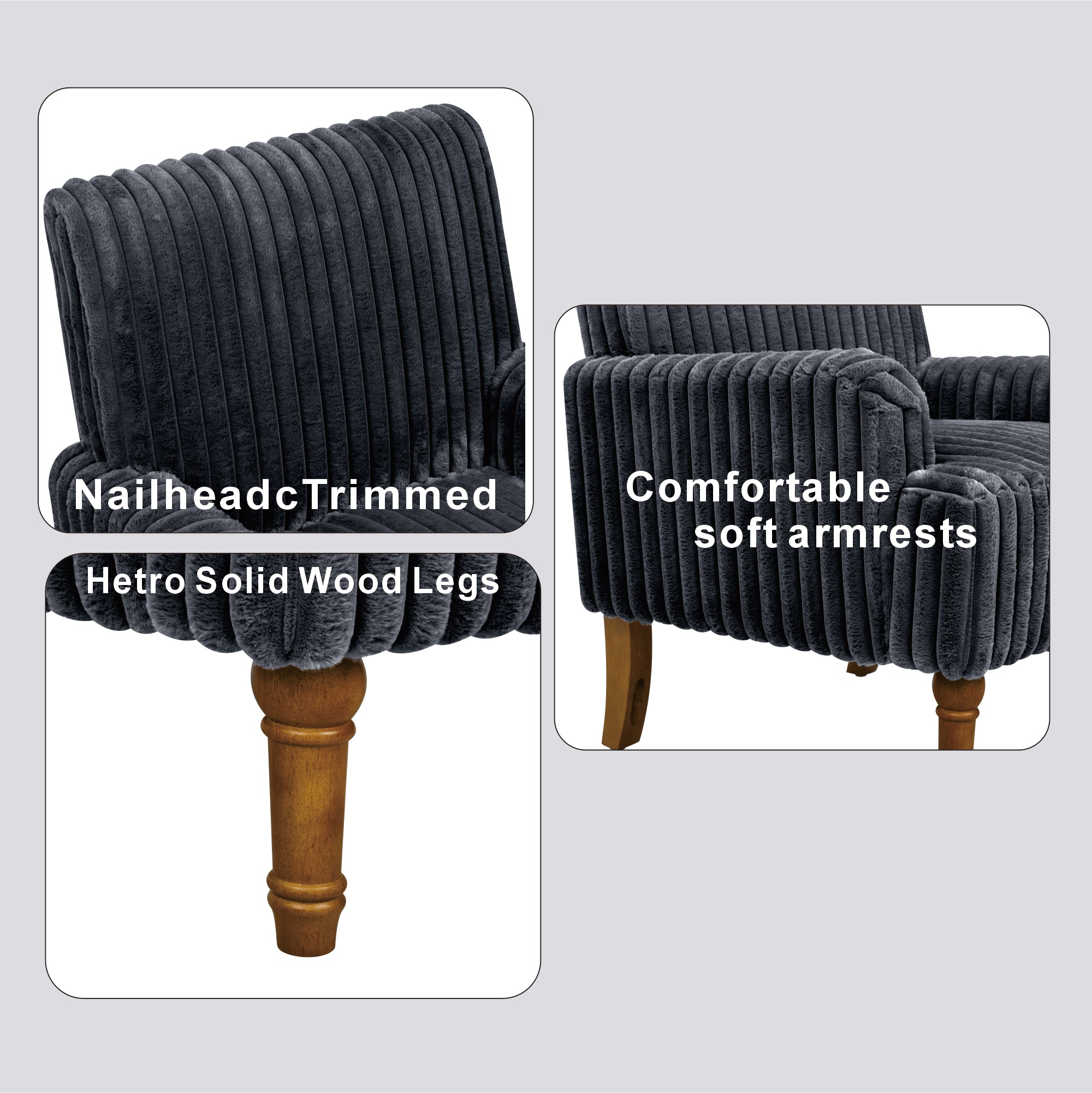 Modern Accent Chair with Solid Wood Legs