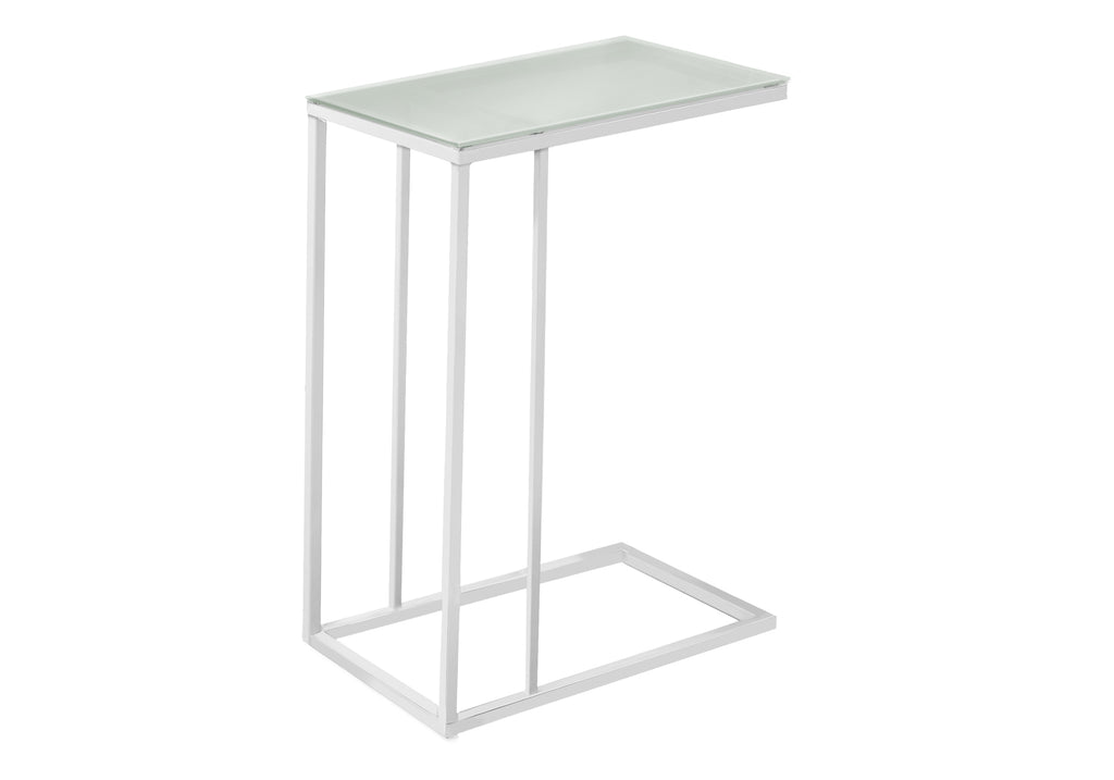 C-shaped Accent Table with Tempered Glass Top