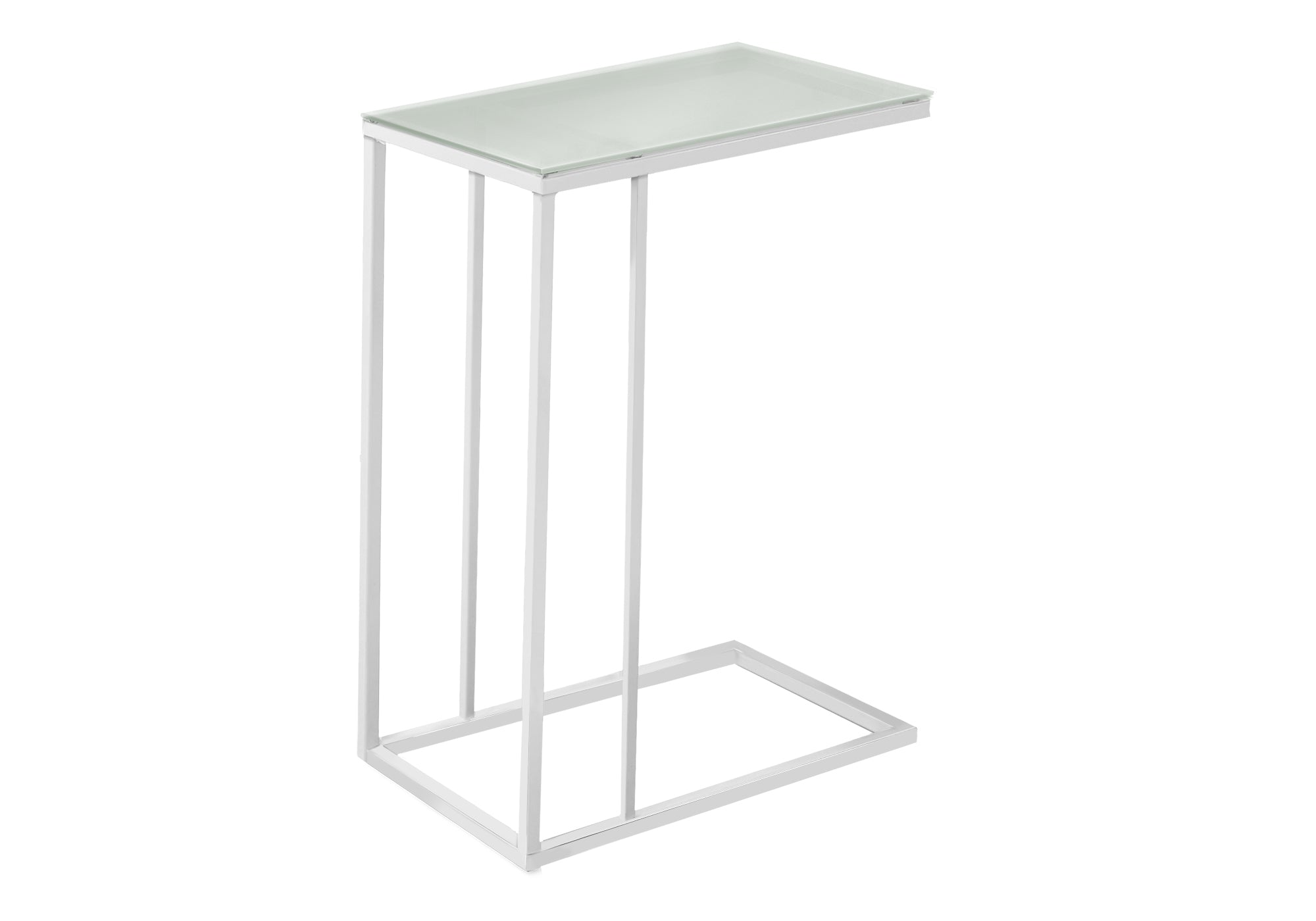 C-shaped Accent Table with Tempered Glass Top
