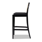Panama 30.5" Curved Back Cane Rattan Bar Stool, Set of 2, Ebony