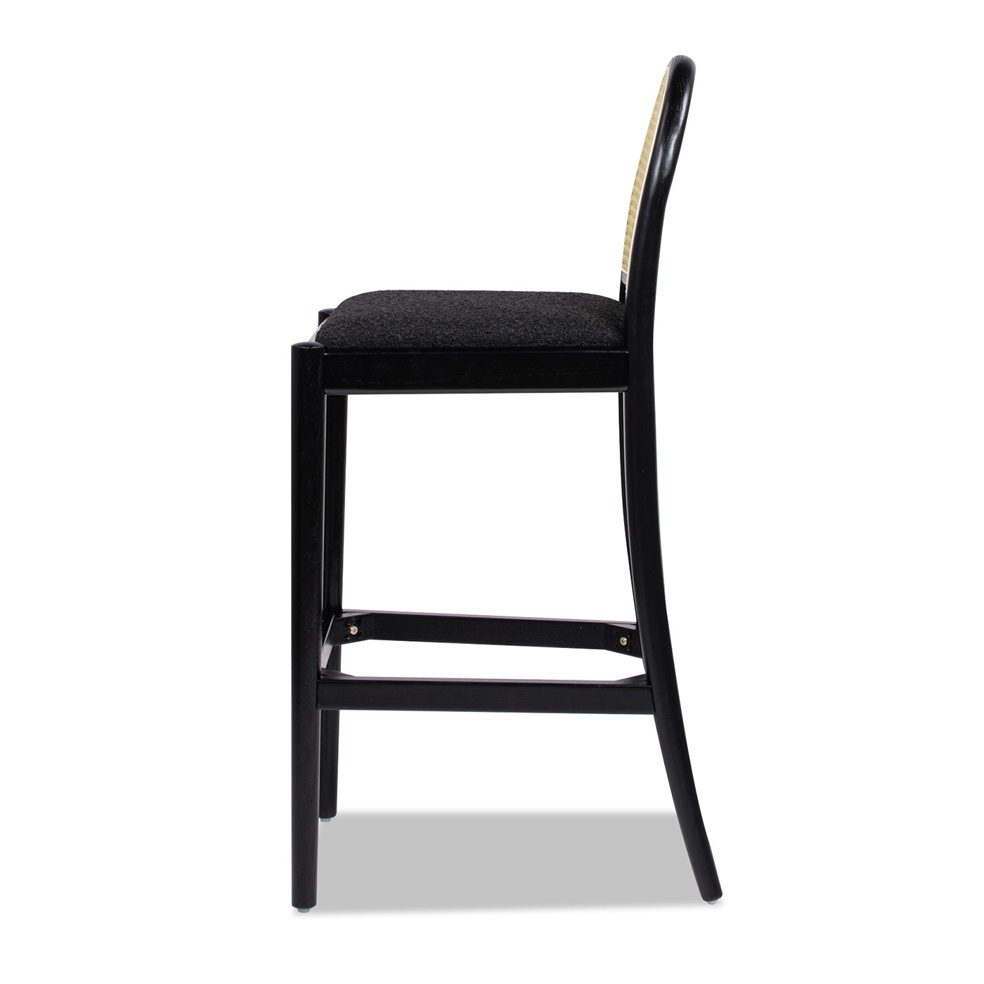 Panama 30.5" Curved Back Cane Rattan Bar Stool, Set of 2, Ebony