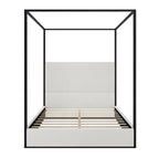 Modern Luxury Metal Canopy Bed with Tall Upholstered Headboard