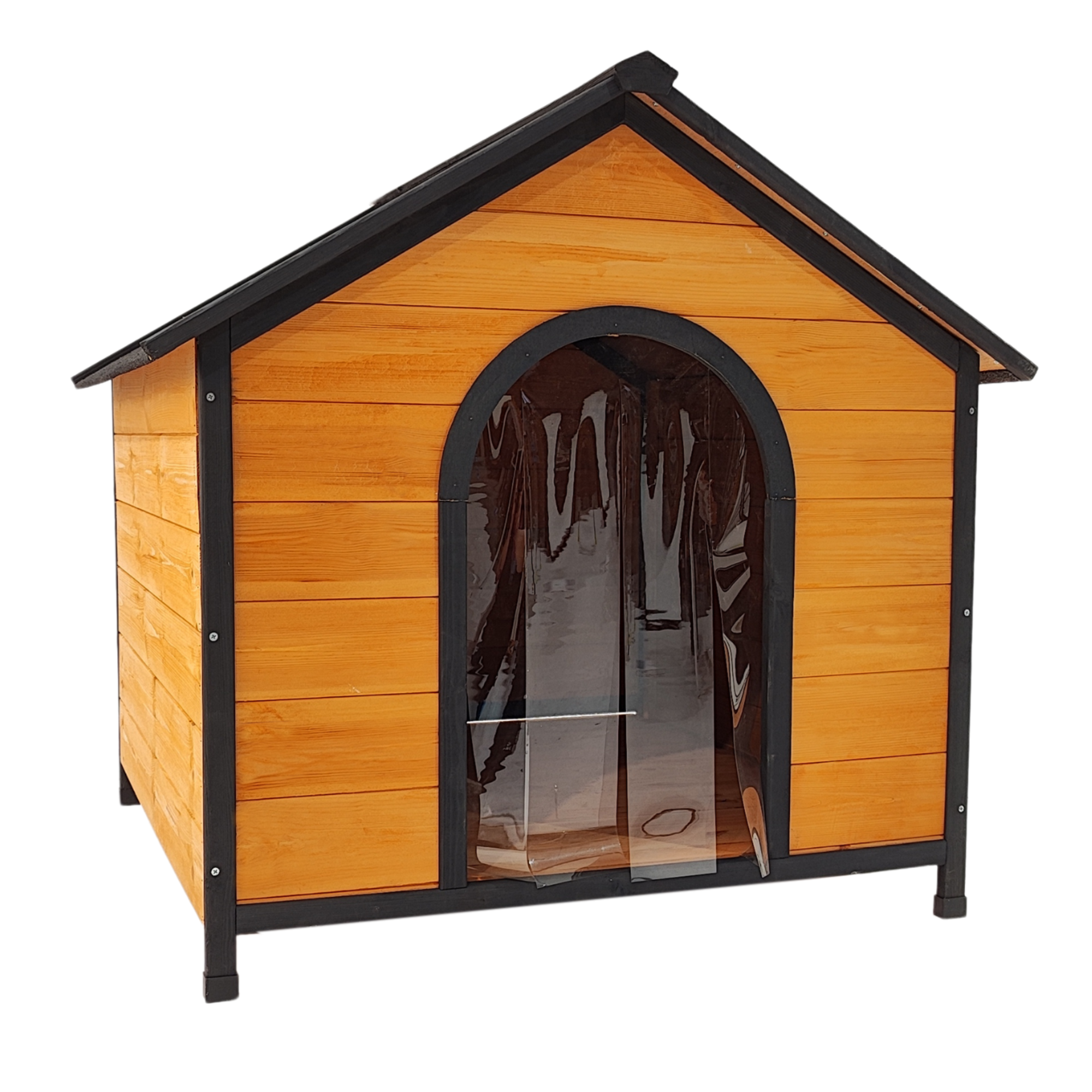 Wearable and Strong Wooden Dog House with Metal Bowls and Toy Box