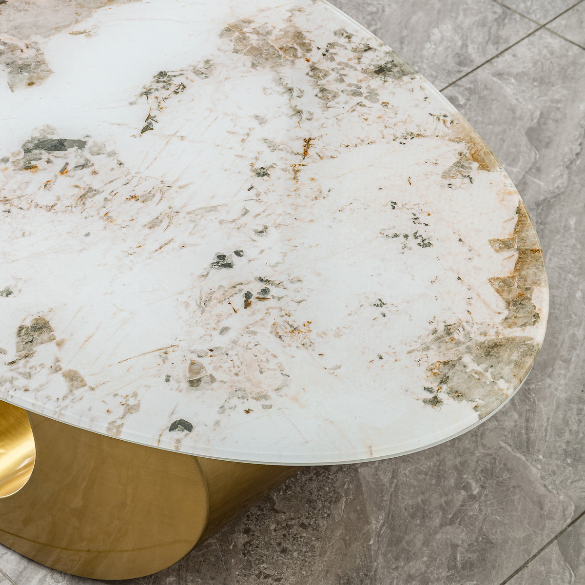Polished Gold Tempered Glass Coffee Table