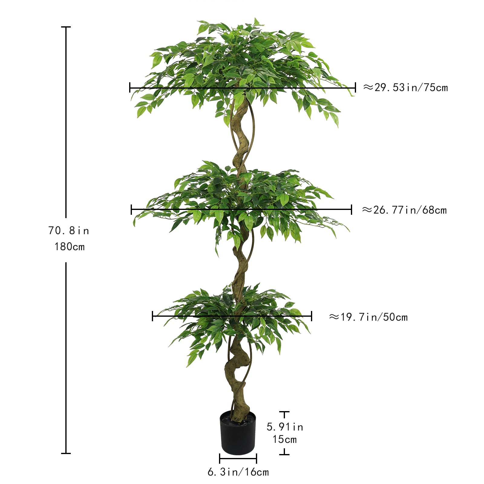 6FT Artificial Ficus Tree with Pot