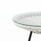 Nusa Outdoor Synthetic Wicker Glass-Top Side Table