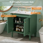 30" Luxurious Bathroom Vanity Cabinet with Ceramic Sink Basin