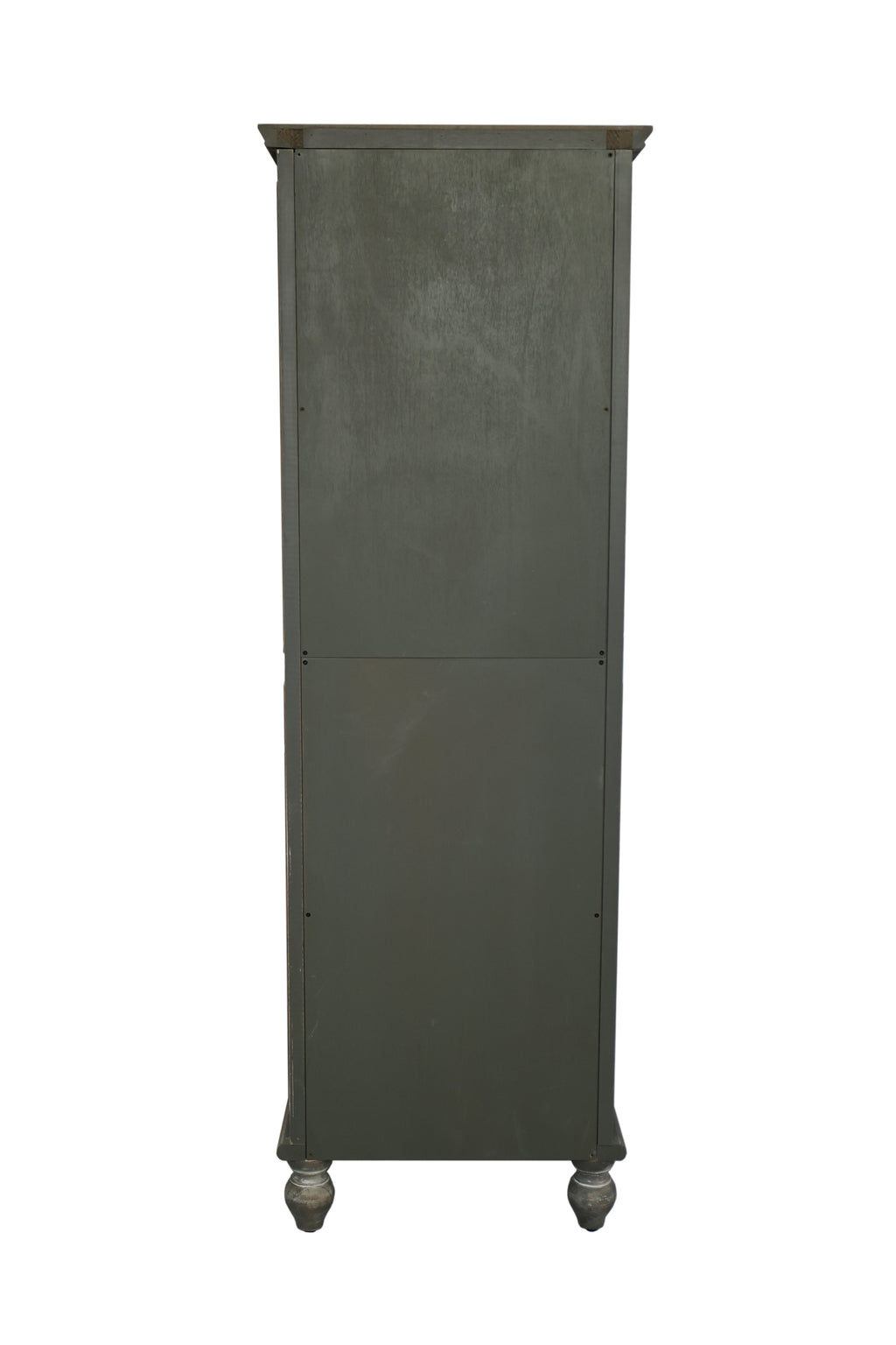 Farmhouse Tall Narrow Storage Cabinet, 59-Inch, Rustic Wood, Black and Gray