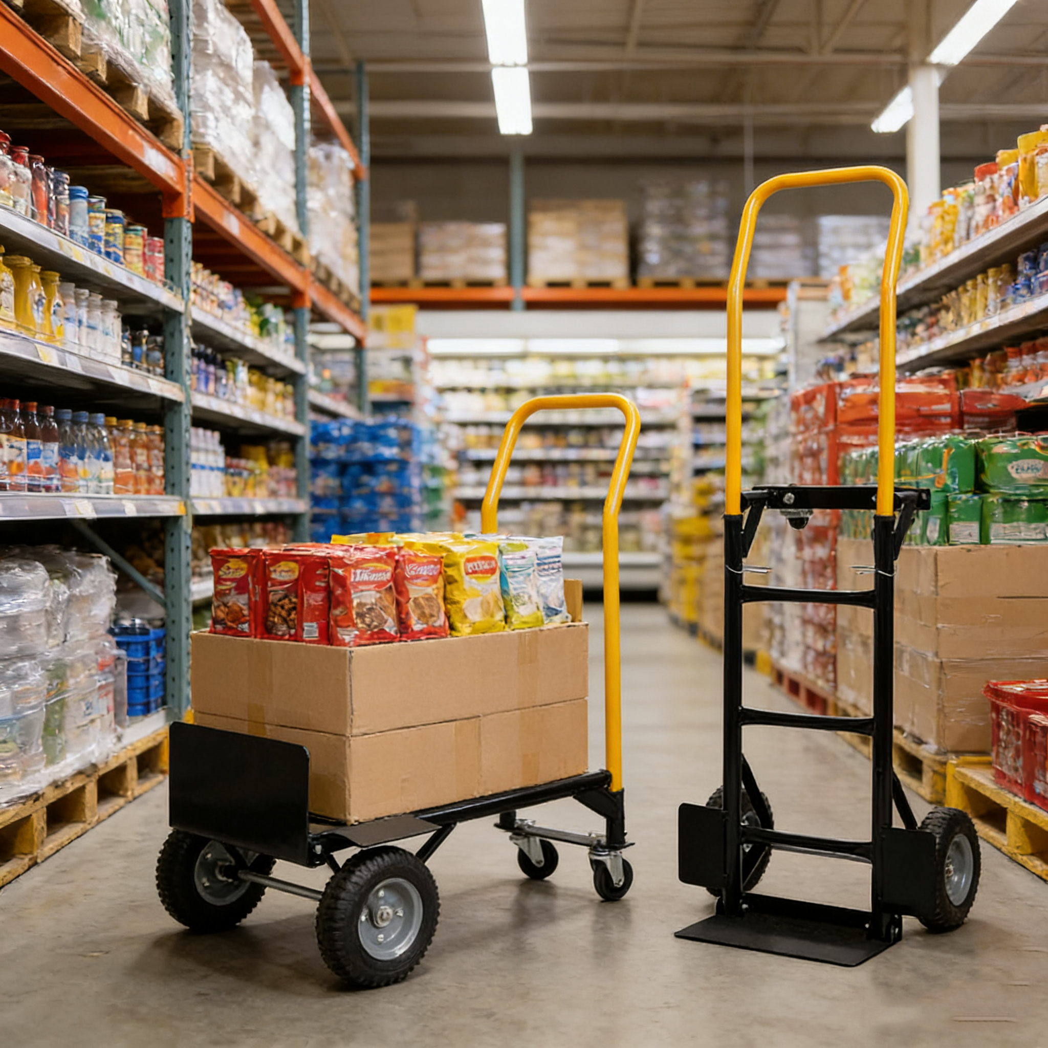 Hand Truck Dual Purpose 2 Wheel Dolly Cart and 4 Wheel Push Cart
