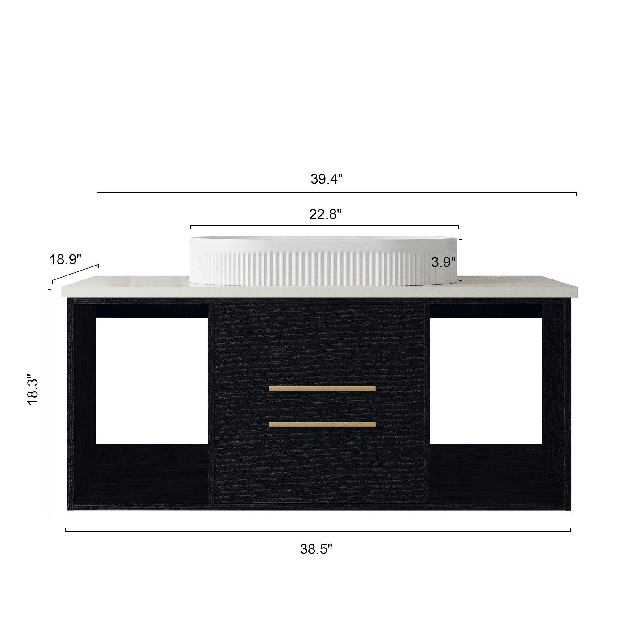Modern 39.4-In Wall-Mounted Bathroom Vanity