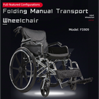 Folding Manual Transport Wheelchair, 18" Seat