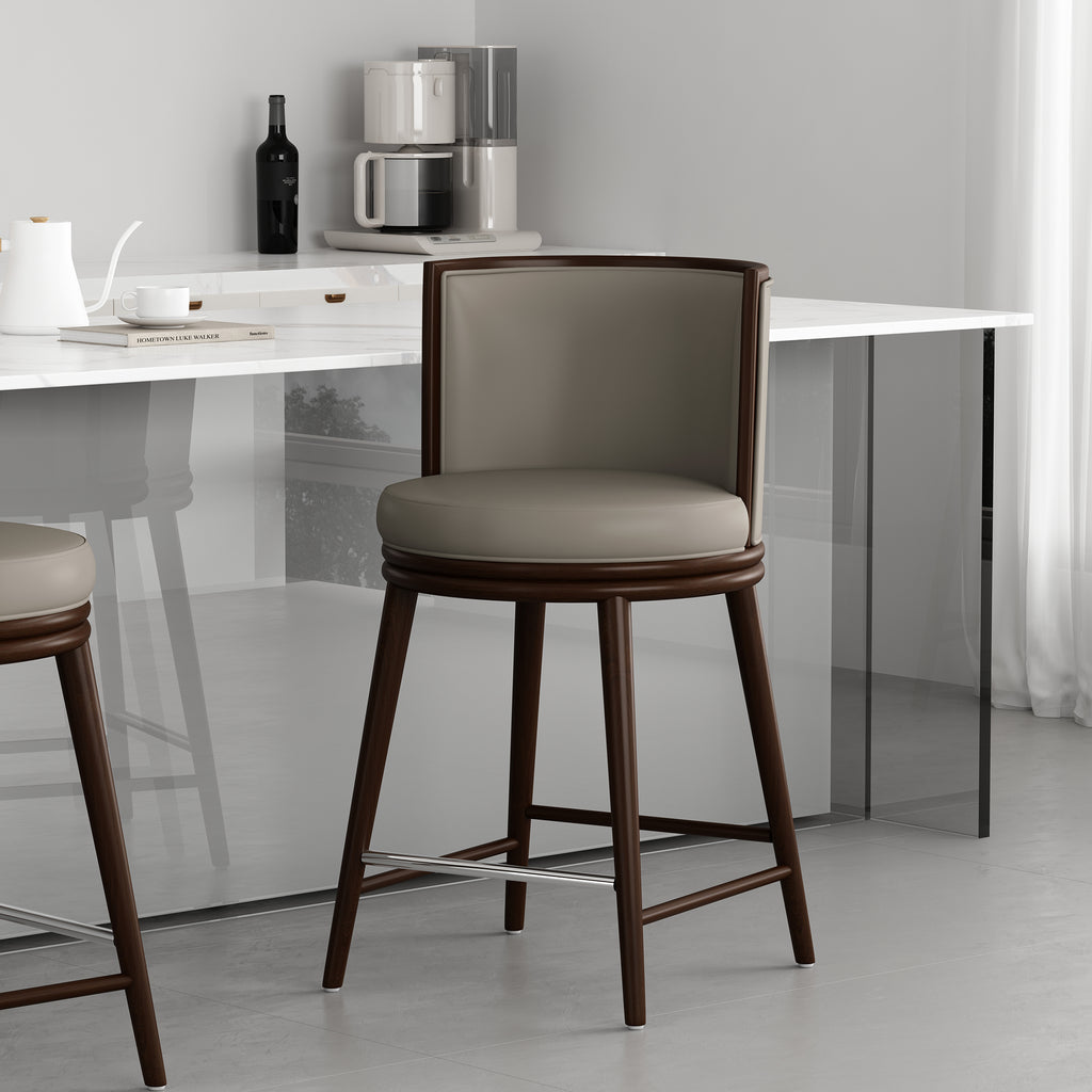 Evalyn Wood Upholstered Counter Stool