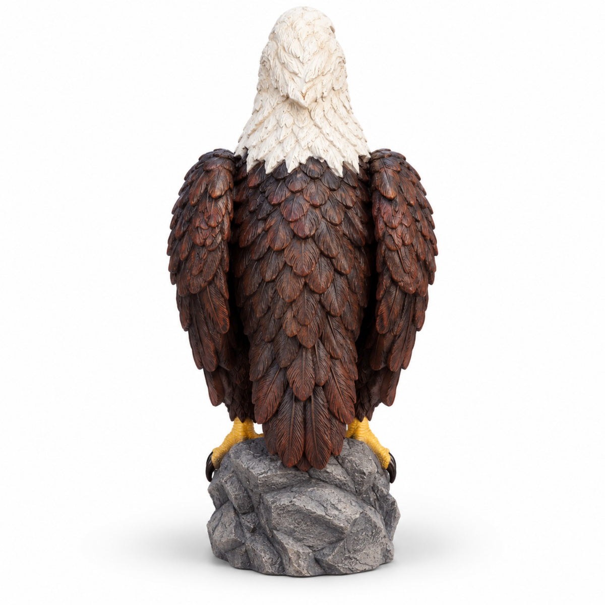 Solar Bald Eagle Garden Statue with Lantern, 23-Inch, Black Brown Resin