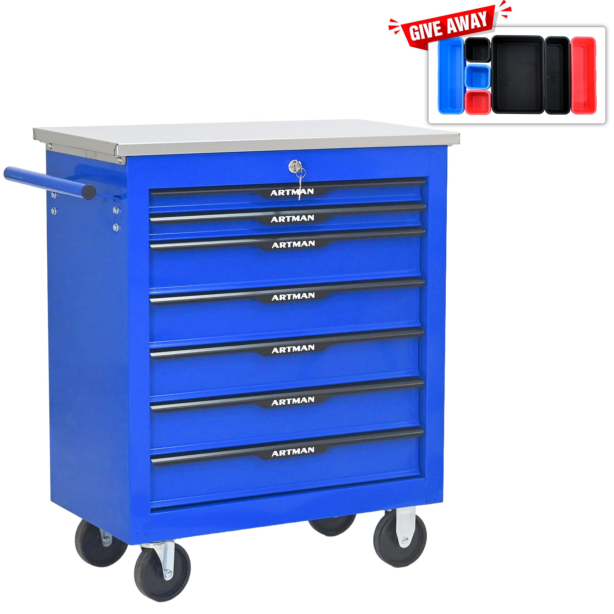 7 Drawers Multifunctional Tool Cart with Wheels