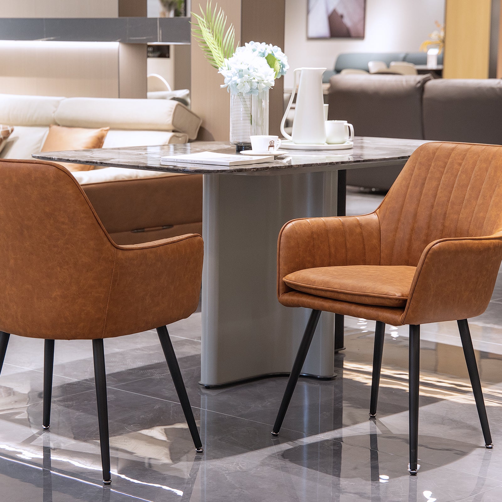 Faux Leather Dining Chair Set of 2