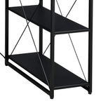 Black Office Desk With Open Shelves And Hutch