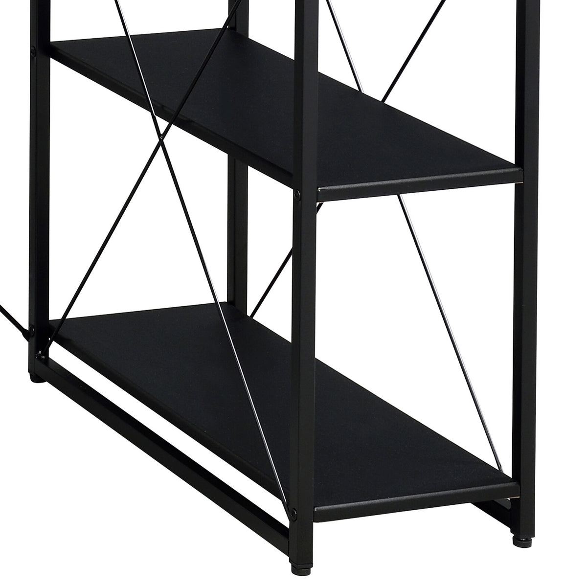 Black Office Desk With Open Shelves And Hutch