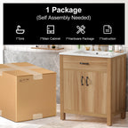 30" Wood Bathroom Vanity with Solid Wood Frame