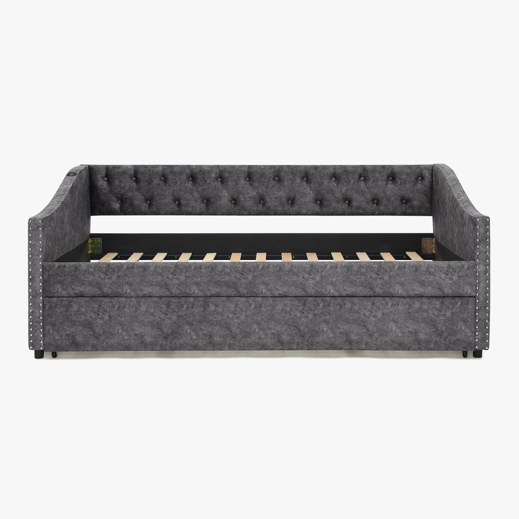 Twin Size Daybed with USB Charging & Pull-out Extendable Bed
