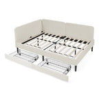 Full Size Upholstered Platform Bed Frame with 2 Storage Drawers