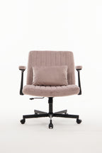 Pink Velvet Criss Cross Armrest Office Chair