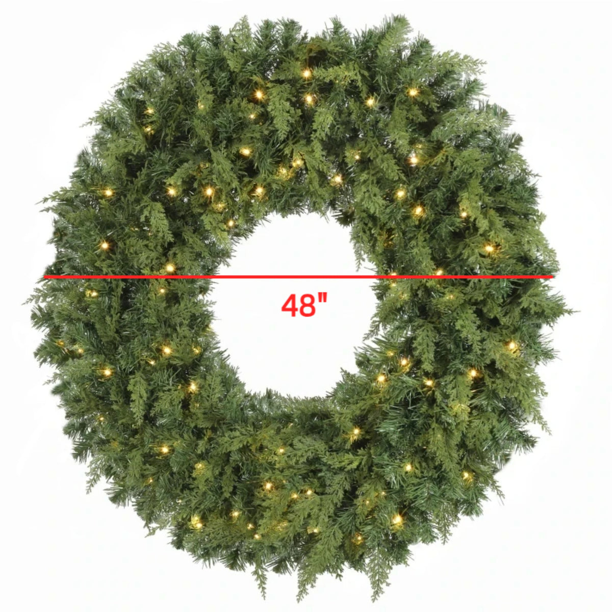 48-Inch Pre-Lit Crestwood Spruce Artificial Christmas Wreath