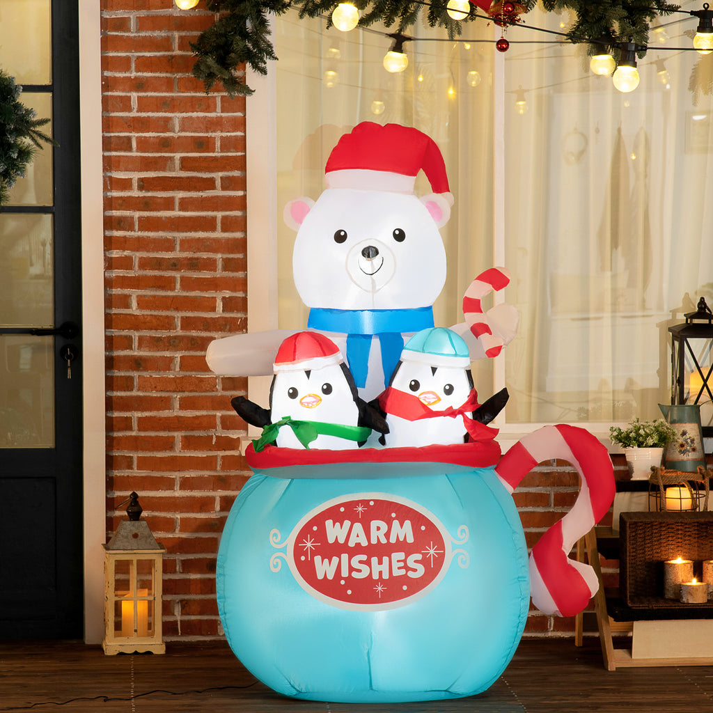 5ft Christmas Inflatables Outdoor Decoration: Bear & Penguins