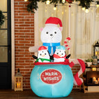 5ft Christmas Inflatables Outdoor Decoration: Bear & Penguins