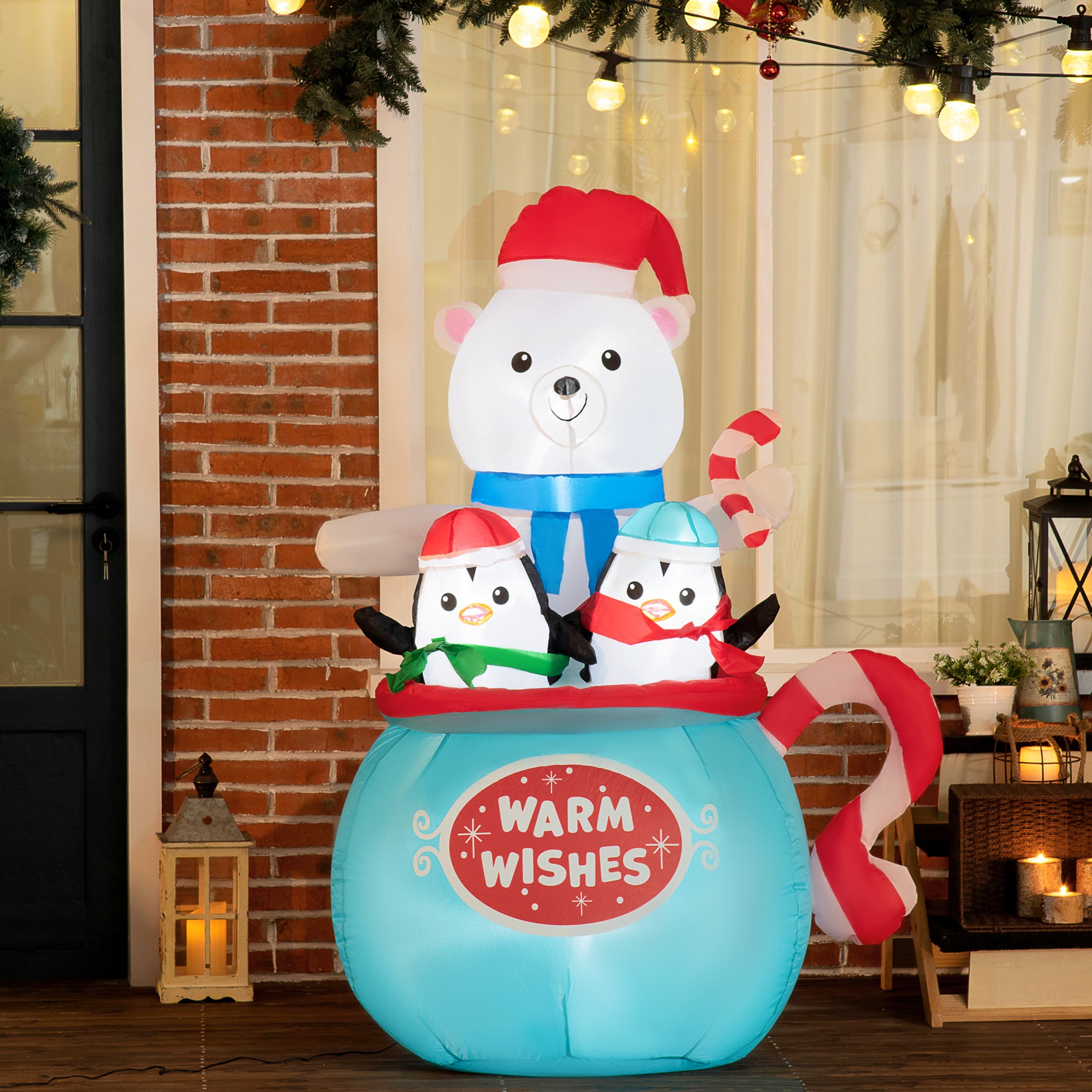 5ft Christmas Inflatables Outdoor Decoration: Bear & Penguins