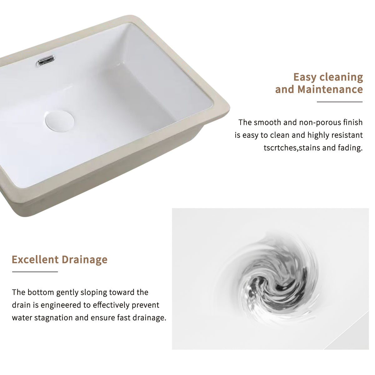 Rectangular Undermount Bathroom Sink - 22 x 15 Inch