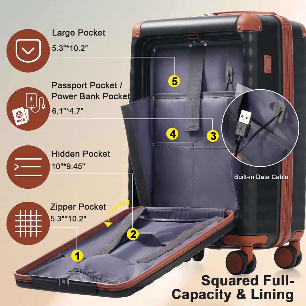 Luggage Set - 5 Piece Hardside Expandable Carry-On