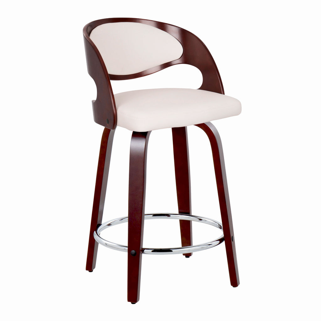 24" Mid-Century Modern Fixed-Height Counter Stool with Swivel