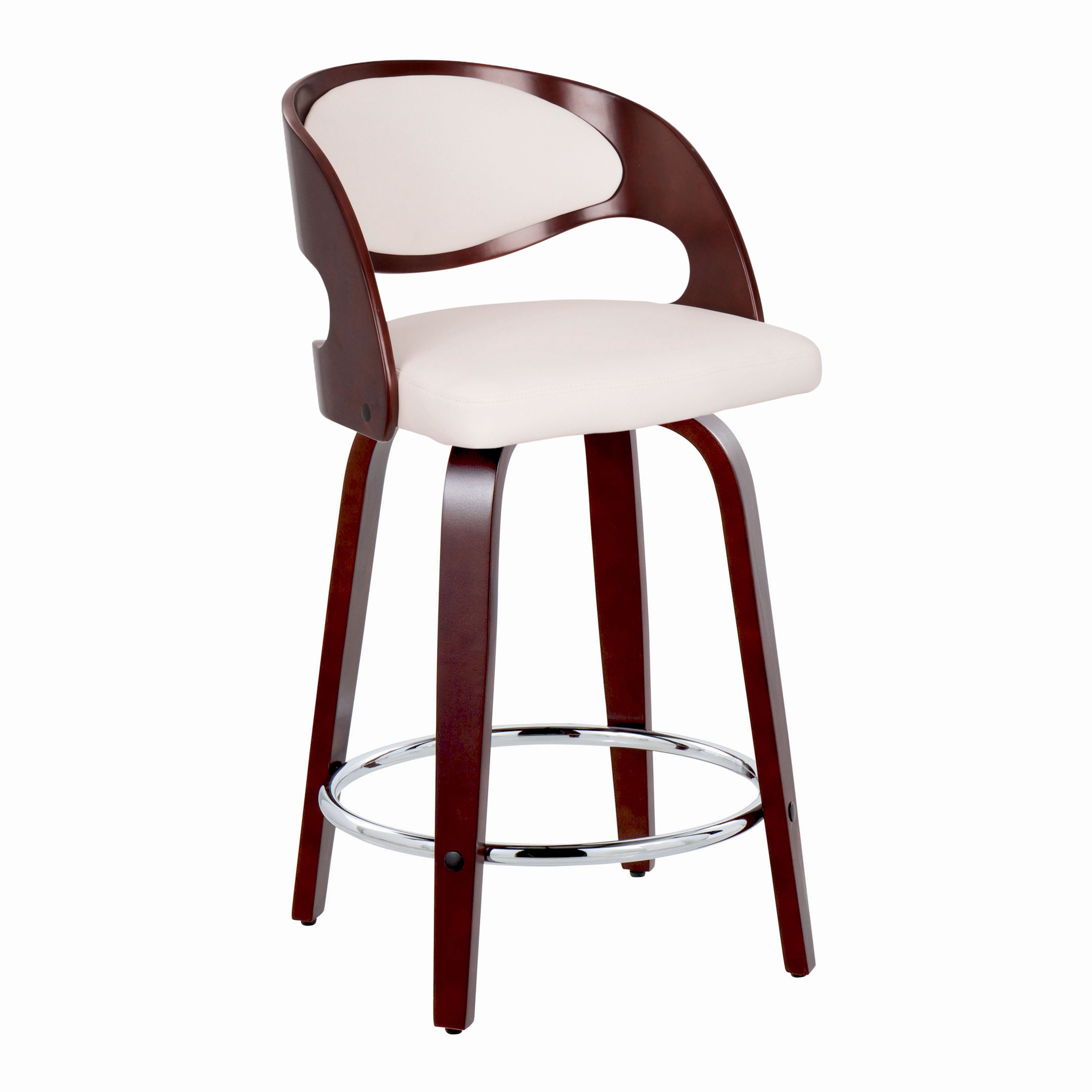 24" Mid-Century Modern Fixed-Height Counter Stool with Swivel