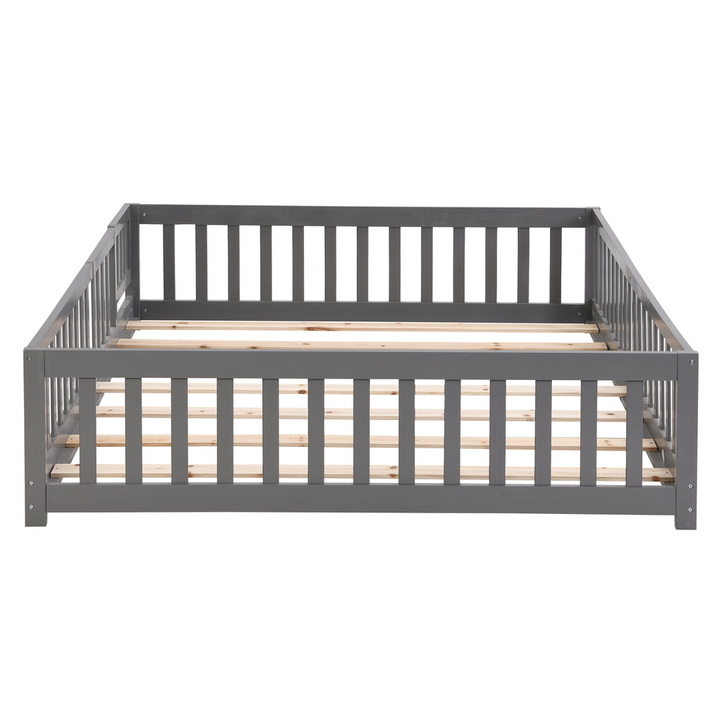 Full Size Floor Bed with Door - Solid Wood Platform Bed