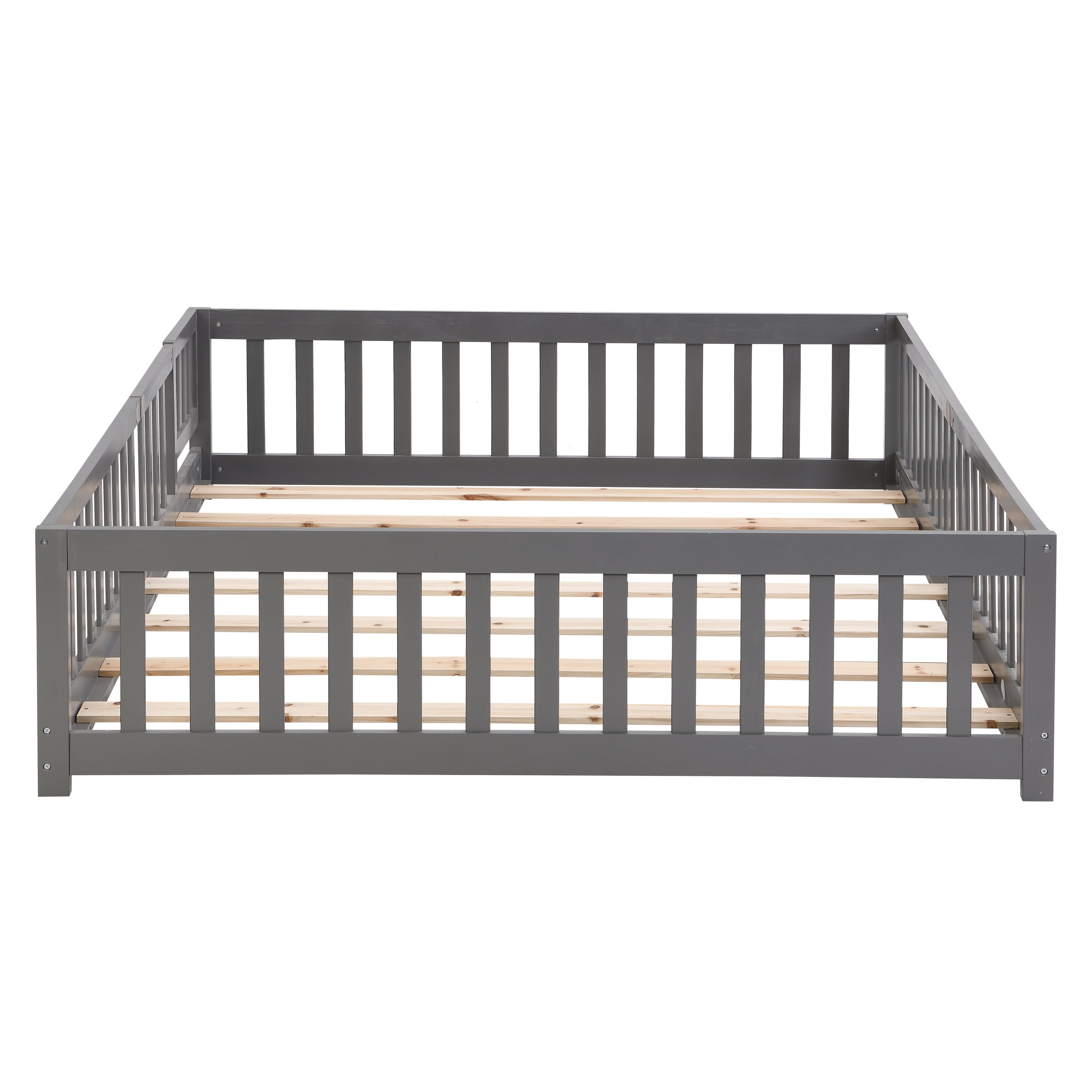 Full Size Floor Bed with Door - Solid Wood Platform Bed