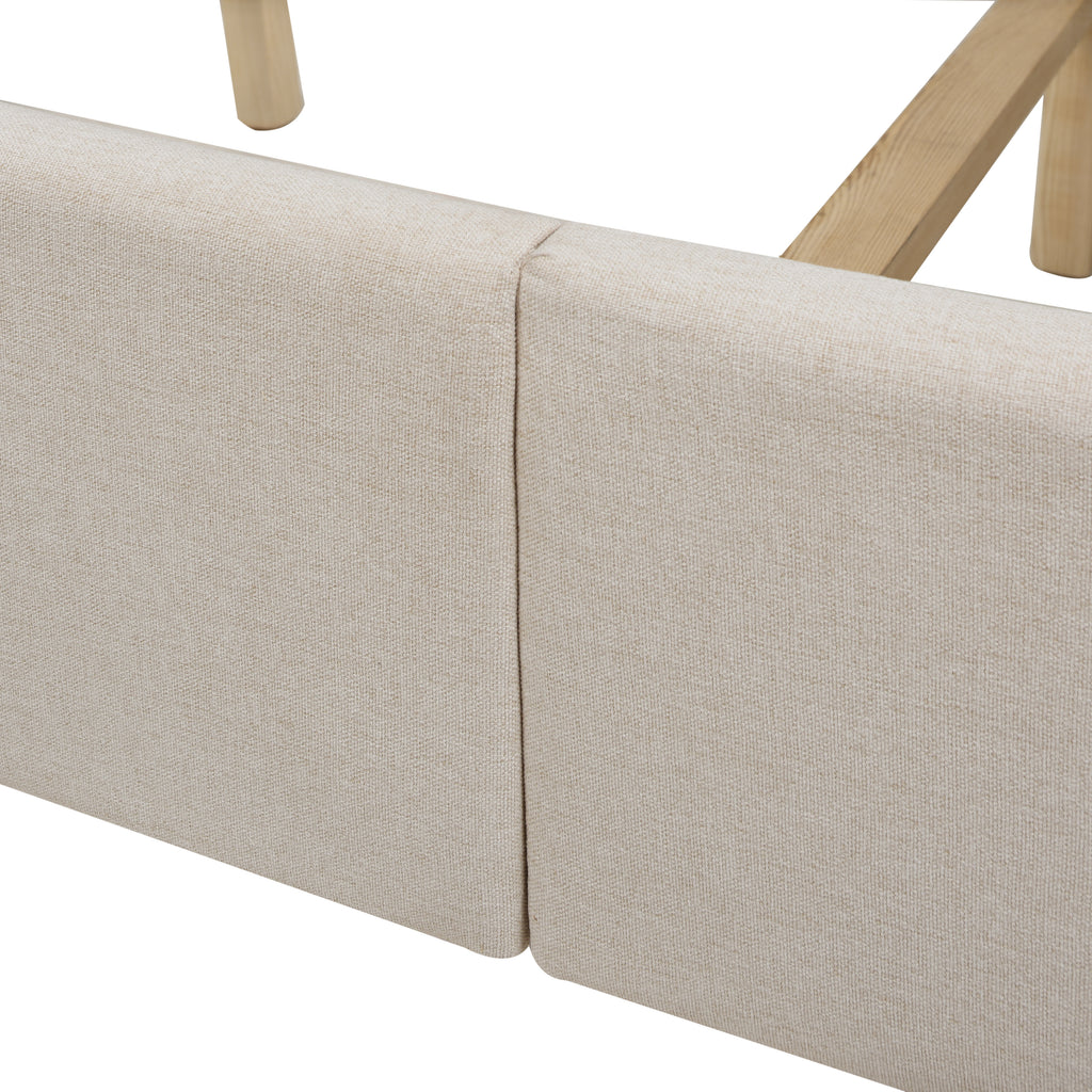 Marcella Upholstered Shelter Headboard Bed Set, Queen, Sky Neutral