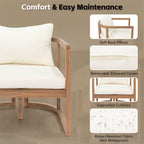 TOPMAX 4-Piece Modern Acacia Wood Sofa Set
