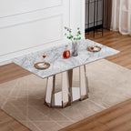 Modern Faux Marble Dining Table for 6