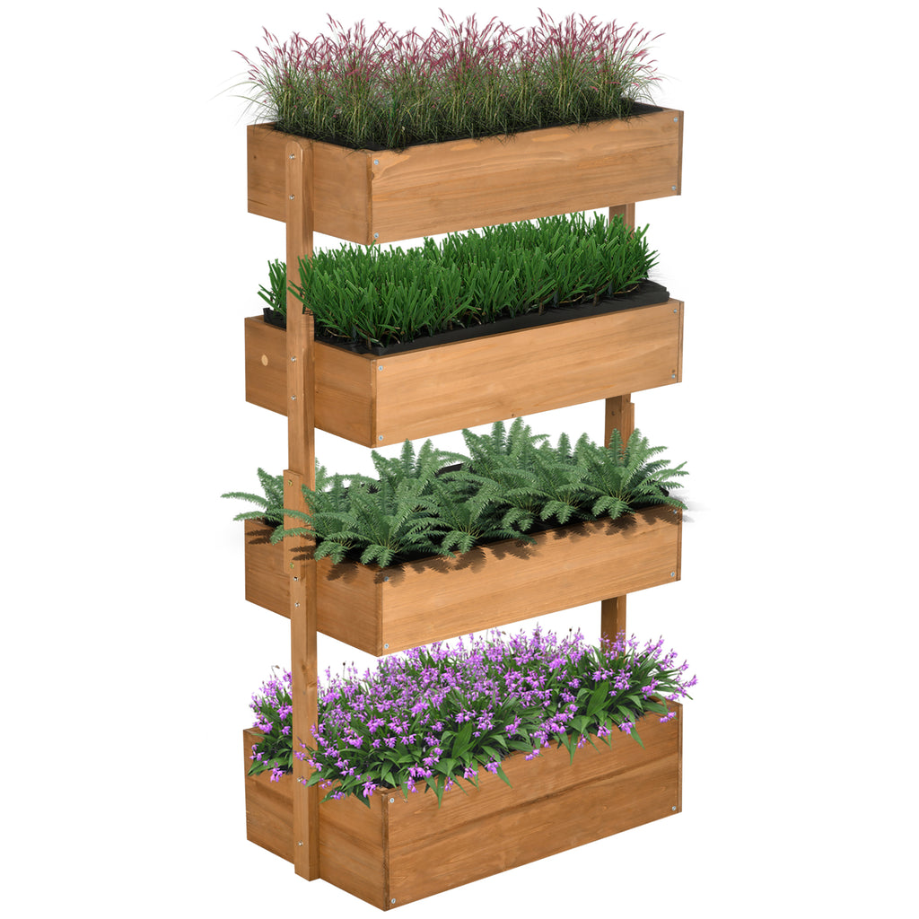 Outsunny Vertical Garden Planter, Wooden 4 Tier Planter Box