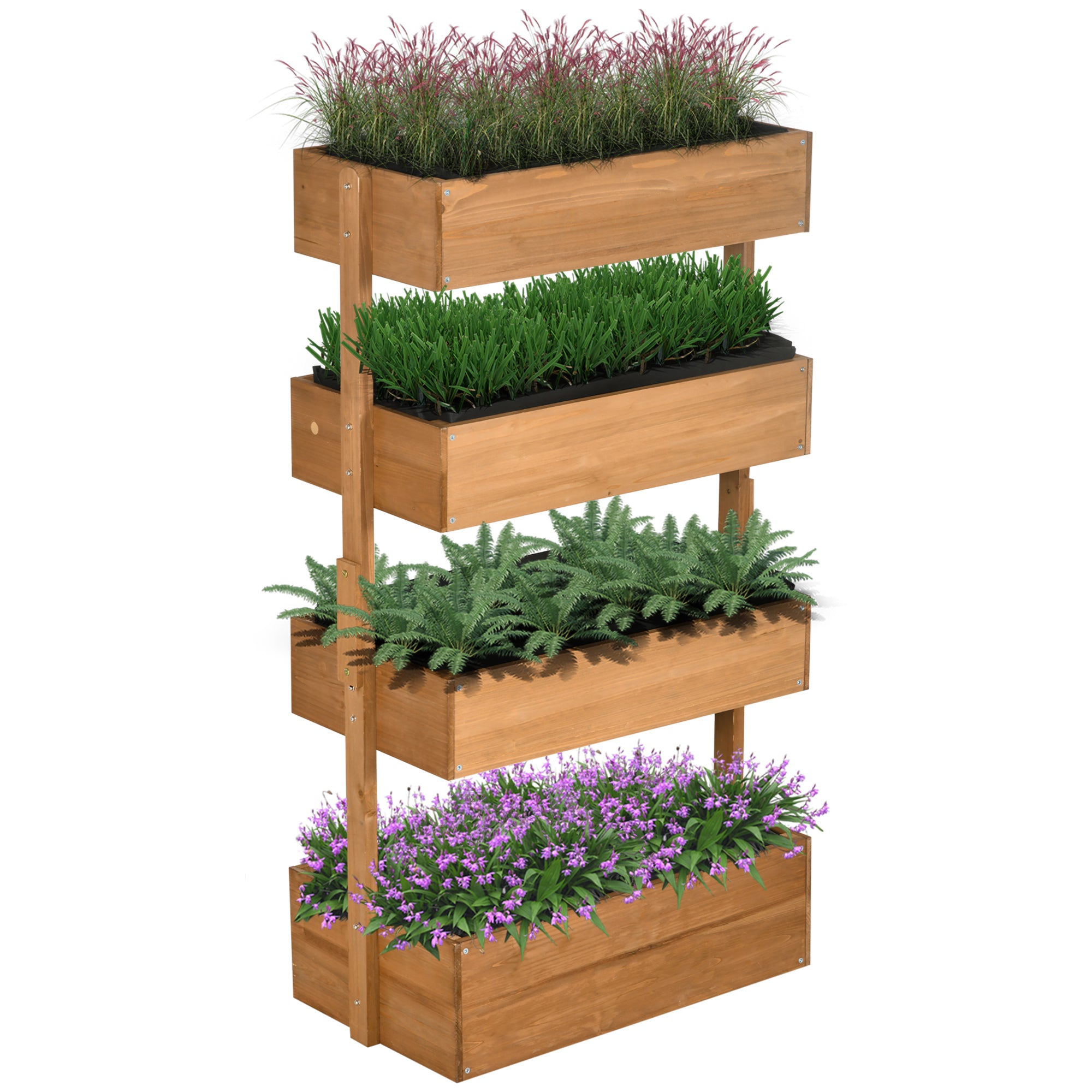 Outsunny Vertical Garden Planter, Wooden 4 Tier Planter Box