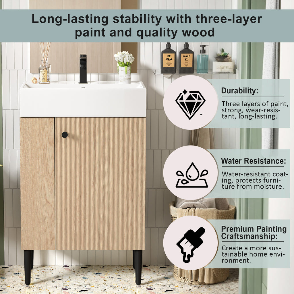 21.6" Wood Bathroom Vanity with Left Side Storage