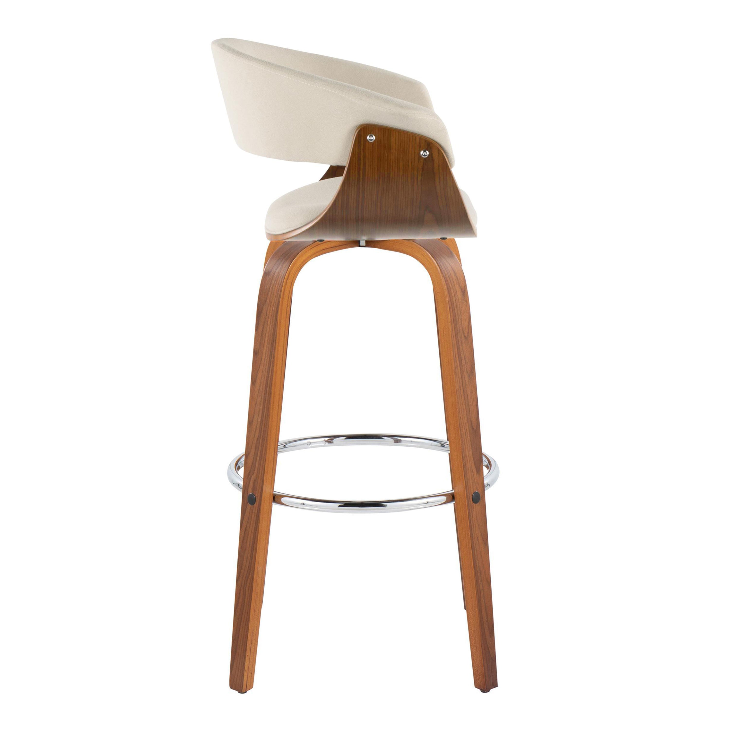 30" Mid-Century Modern Fixed-Height Barstool with Swivel