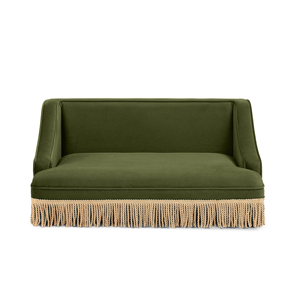 Duchess 33" Medium Princess Pet Bed Sofa with Fringe Skirt, Olive
