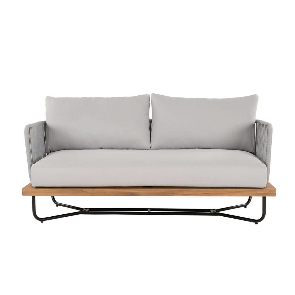 Lucca Outdoor Acacia Wood Rope Woven Sofa Sectional Set